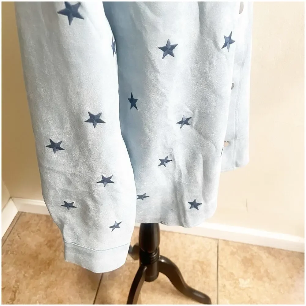 Dance & Marvel Suede Star Jacket Size Large NWT Blue Collared Western Rodeo